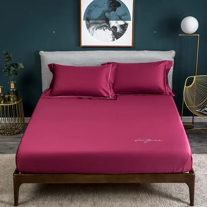 

3Pcs 60S Long-Staple Cotton Fitted Sheet Mattress Cover Printing Bed Sheets With Elastic Band Europe Style Mattress Protector