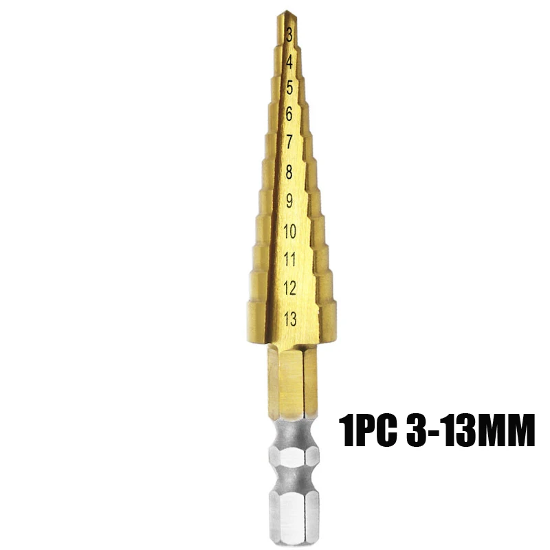 1 шт. 3-13 мм HSS титановое покрытие ступенчатое сверло электроинструменты твердосплавное сверло Мини сверло набор сверл 3-12 мм 4-12 мм 4-20 мм - Цвет: 3-13MM