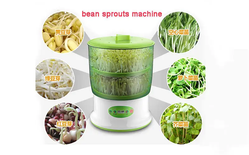 Bean Sprout Maker большой емкости Новое Обновление Умный зеленый Семена бобов, растущий автоматический аппарат для проращивания фасоли 220 В