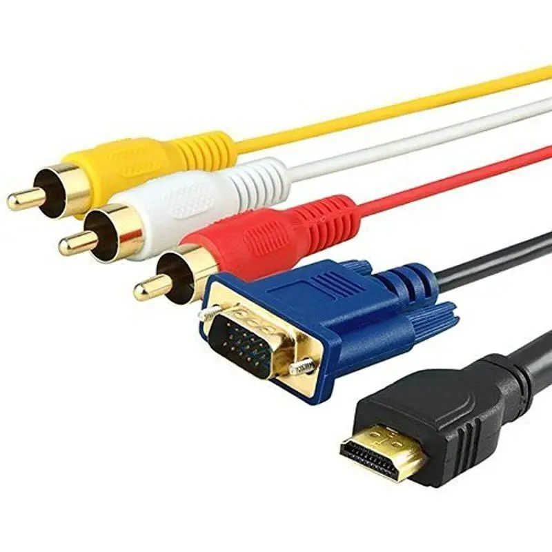 

5 feet 1080p HDMI-Male To 3 RCA Cable Video Audio HDMI VGA 3 AV Cord Converter Adapter For HDTV qkc
