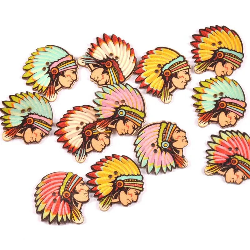 14 Sewing Accessories High Quality Popular Hot Sale Clothing Crafts Painted Sewing Gear Handwork 20PCS/Lot Wood Buttons - Color: 14