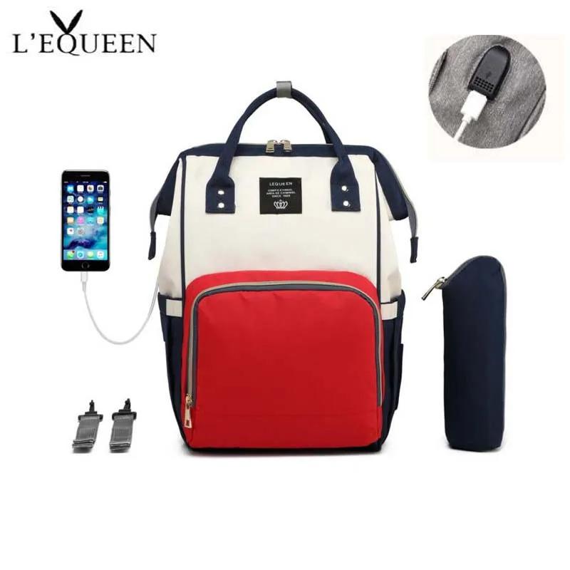 LEQUEEN Мода USB Мама подгузник для беременных сумка большой уход дорожный рюкзак детская прогулочная коляска сумка уход за ребенком пеленки рюкзак - Цвет: model 2