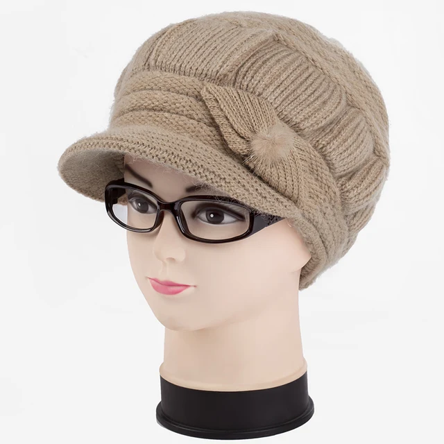 Elderly female mother warm winter hat cap ear middle aged lady old lady