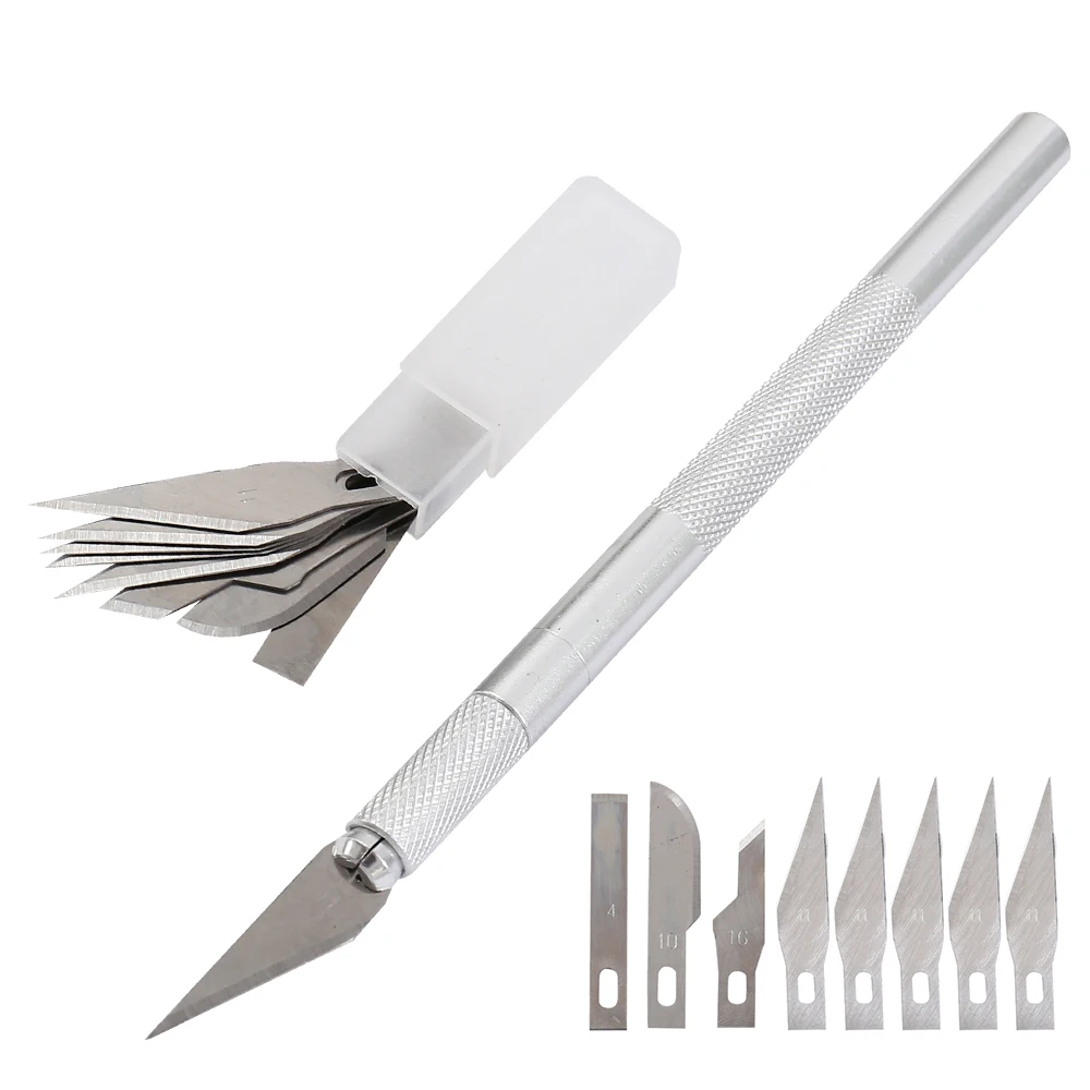 

9 Blades Craft Artwork Cutting Knife DIY Carving Knife Stencil Scoring Hobby Chiseling Model Repairing Sculpture Scalpel Knife