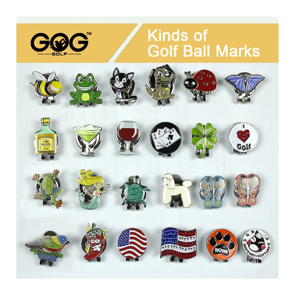 

GOG Golf Marker Golf Cap Clip with Magnetic Hat Clips Golf Training Accessories Multi Colors Animal cup and flag slippers