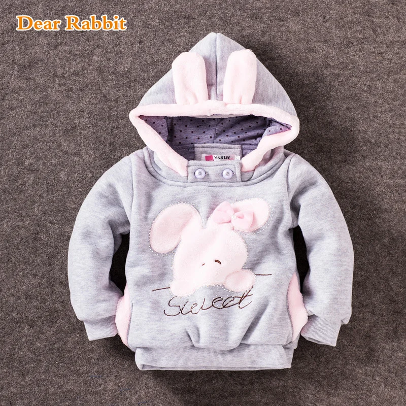 

2018 Children's Garment Autumn Winter Children Cotton-padded Cute rabbit Cartoon Even Hat Casual baby Coat Sweater girls jackets