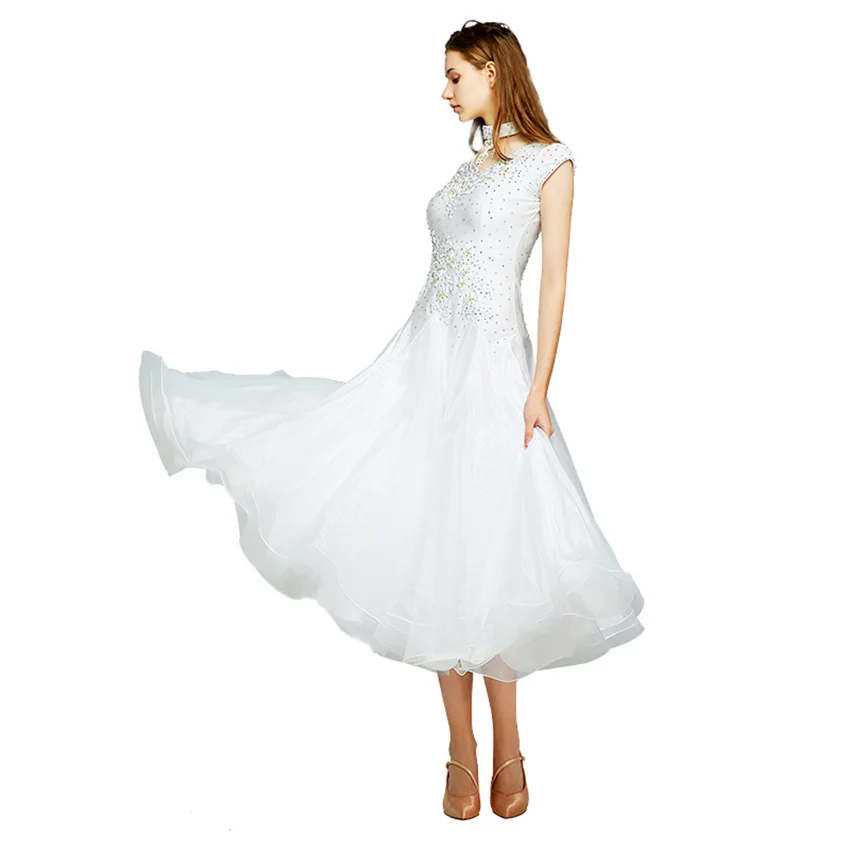 Ballroom Dance Dresses Summer New Short Sleeve Lace Dancing Costume