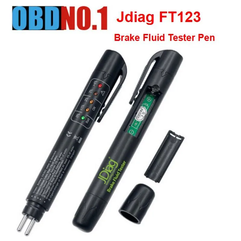 

JDiag FT123 Brake Fluid Tester Pen 5 LED Mini Indicator Electronic Brake Fluid Liquid Diagnostic tool For DOT3/DOT4