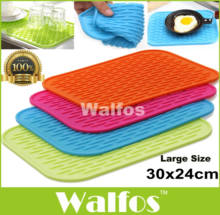 

Walfos 1pc Big Size 11.6x9.5" multifunctional Pot Mat silicone Pot Holder-Large kitchen silicone drying mat-dish Drying Mat