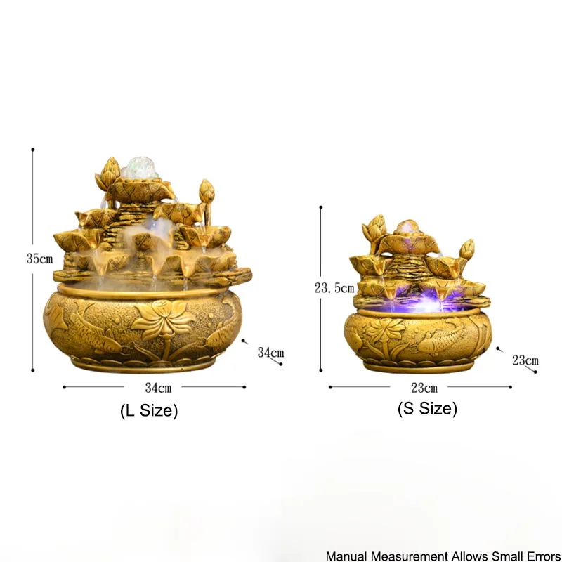 Креативные поделки из золотой смолы 110 В/220 В фонтан для воды Lucky Fengshui украшение