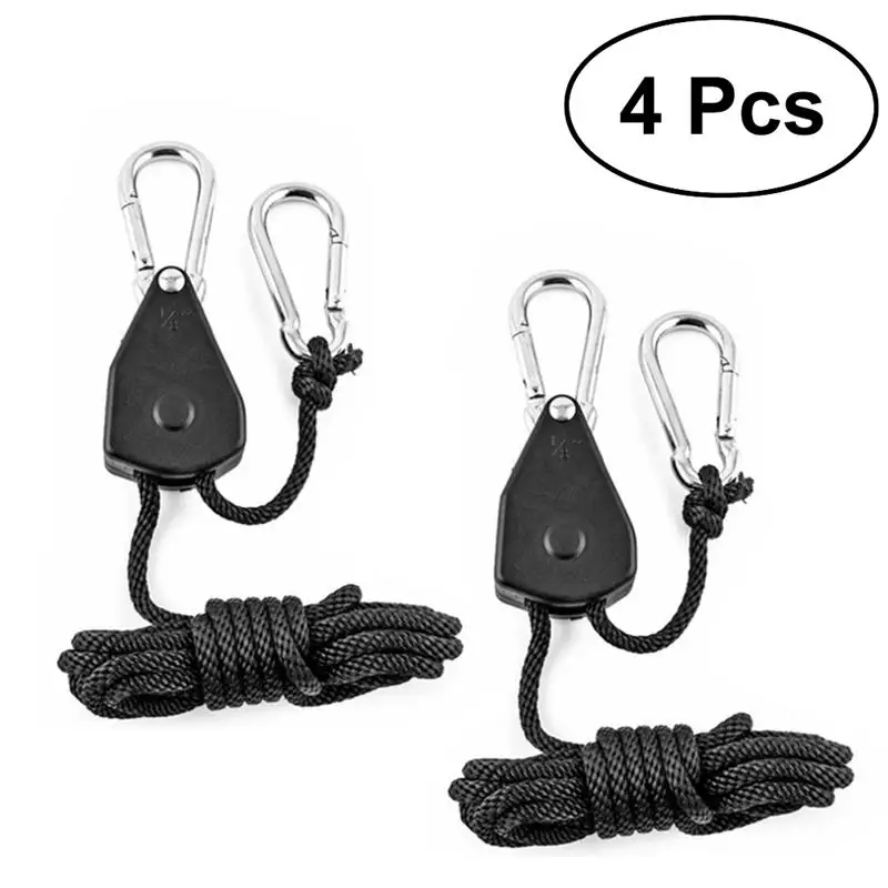 

WINOMO 4pcs 1/8 Inch Heavy Duty Adjustable Grow Light Ratchet Rope Hanger Yoyo For Grow Light Fixtures Gardening Supplies