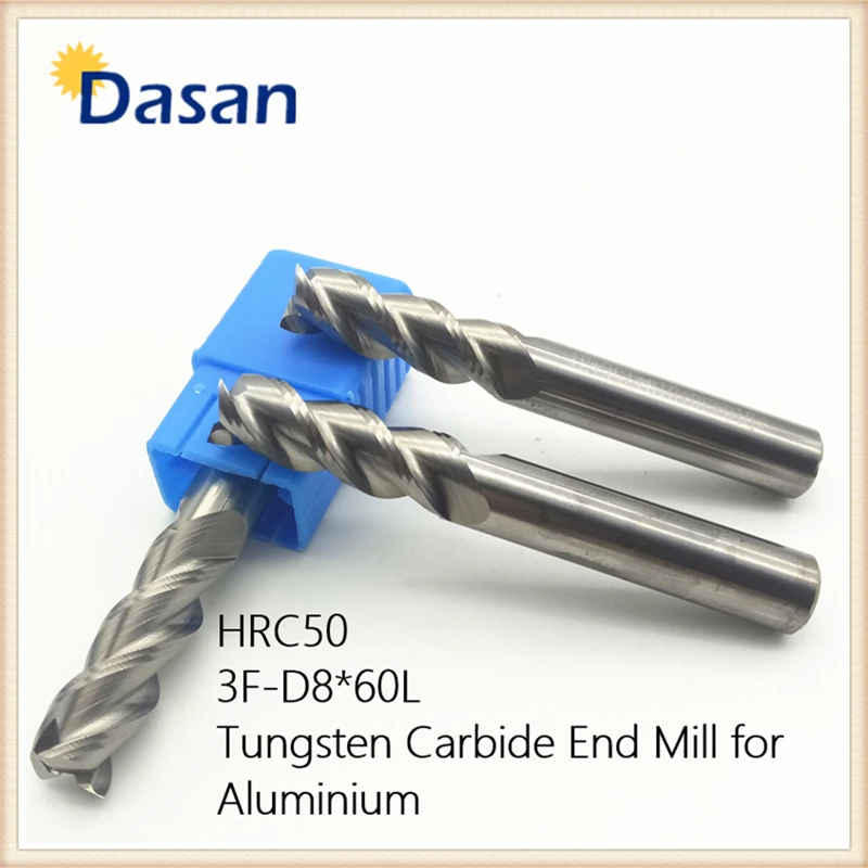 8mm end mill for Aluminum HRC50 3Flute endmills long 60mm 75mm 100mm