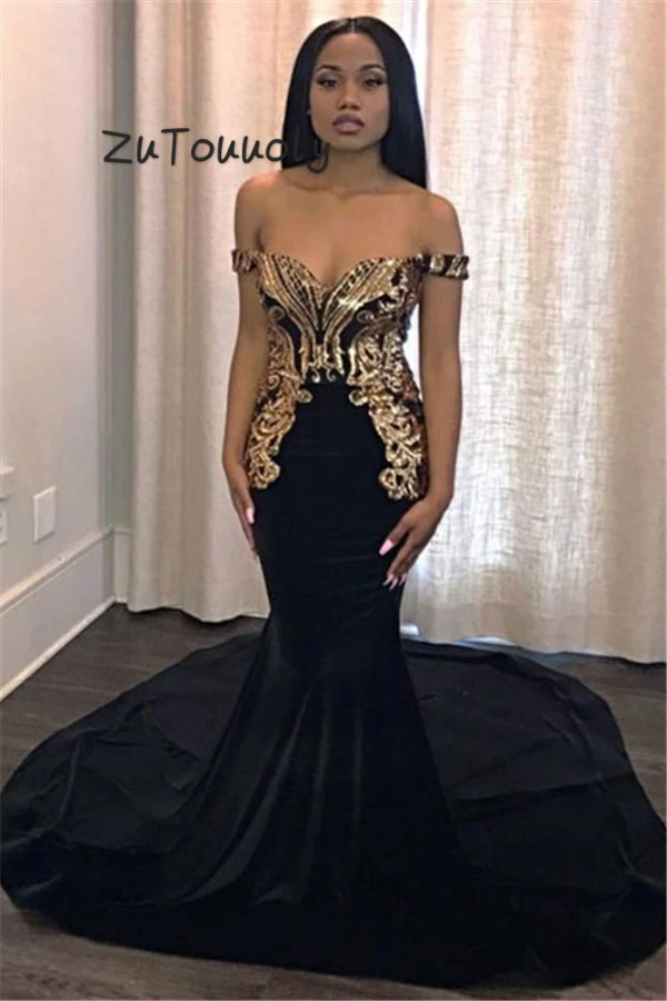 black mermaid gown with train