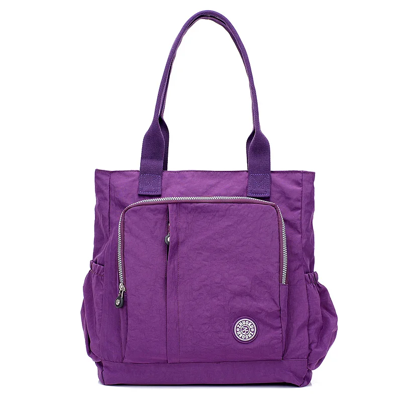 Винтажная женская сумка, Большая вместительная сумка с верхней ручкой для женщин, сумка на плечо для отдыха, модная повседневная сумка-тоут из нейлона, сумочка для подгузников - Цвет: Фиолетовый