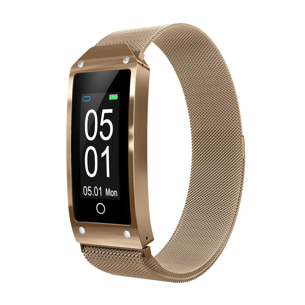 

NEW Blood pressure heart rate monitor swimming 316 L stainless steel band luxury couples watch fitness bluetooth sport watch