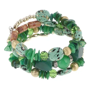 Tanie Kobiety Modna Bransoletka Wielowarstwowe Boho Wisiorek Z Koralikami Bransoletka Bransoletki W Stylu Vintage 7 Kolory Kamień żywiczny Bransoletka Mankietowa Femme