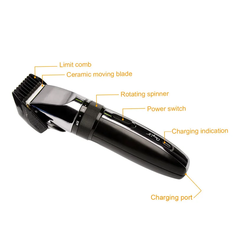 Günstig Haar Trimmer Clipper Elektrische Rasierer Bart Trimmer Professionelle Wiederaufladbare Haarschnitt Titan Keramik Klinge Clipper Männer