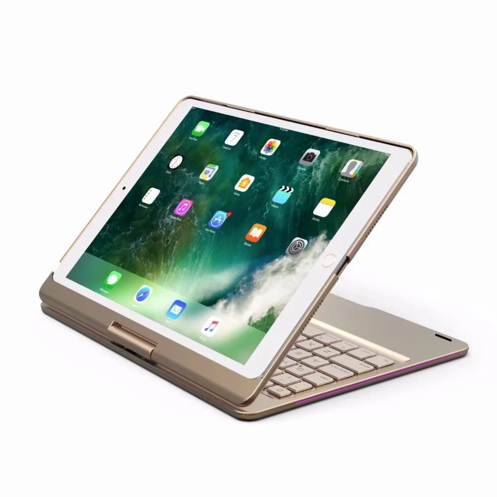 Rotating 360 Degree Backlit Light Wireless Bluetooth Keyboard Rotary Cover Case For Apple iPad Pro 