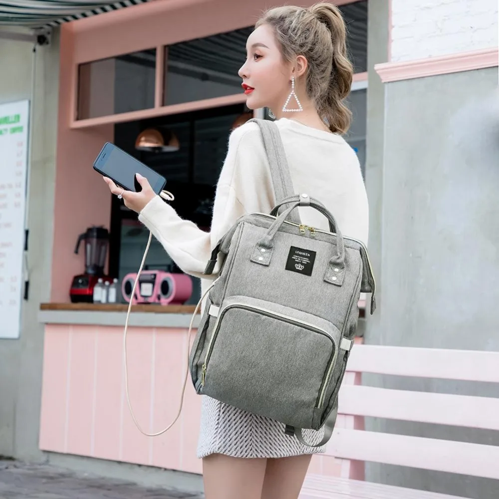 LEQUEEN Mummy bag USB Diaper Bag Baby Care Large Capacity Mom Backpack Mummy Maternity Wet Bag Waterproof Baby Pregnant Bag LEQUEEN Mummy bag USB Diaper Bag Baby Care Large Capacity Mom Backpack Mummy Maternity Wet Bag Waterproof Baby Pregnant Bag