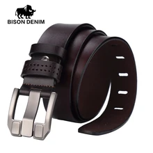 BISON DENIM men luxury belts top Cowboy Genuine Leather belt mens leather belts with buckle belts black brown coffee W71018