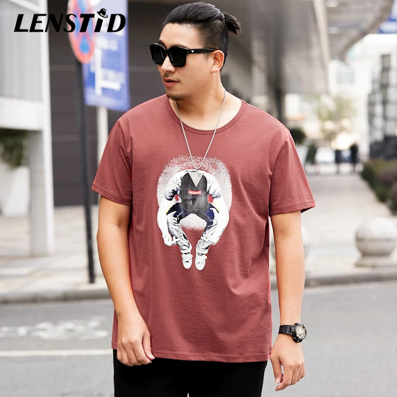 

LENSTID Men's T-Shirts 2019 Funny Character Printed Short Sleeve Tshirts Summer Hip Hop Casual Cotton Tops Tees Streetwear 8XL