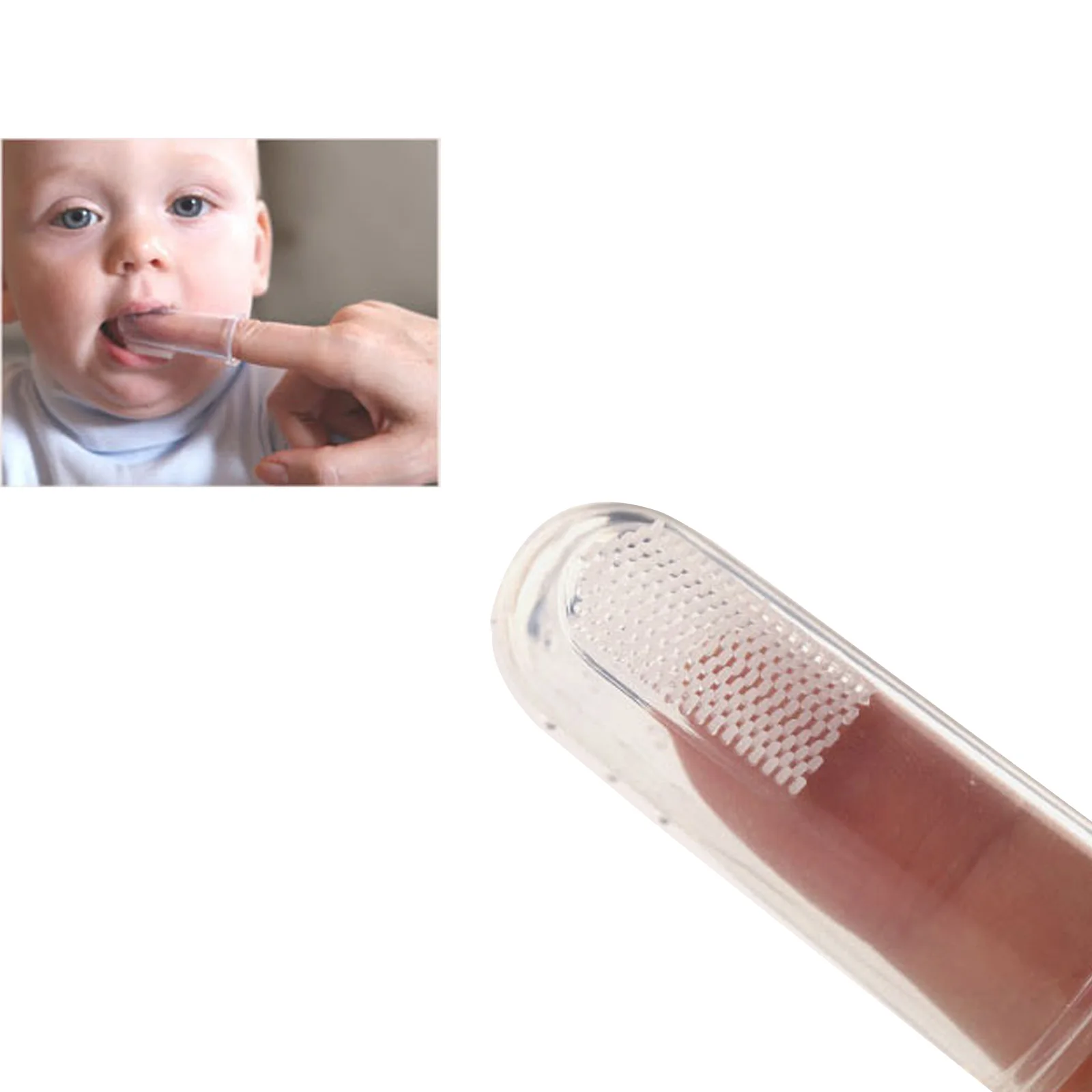 

Multifunctional Safety Baby Infant Kids Soft Silicone Finger Toothbrush Teeth Gum Massage Brush
