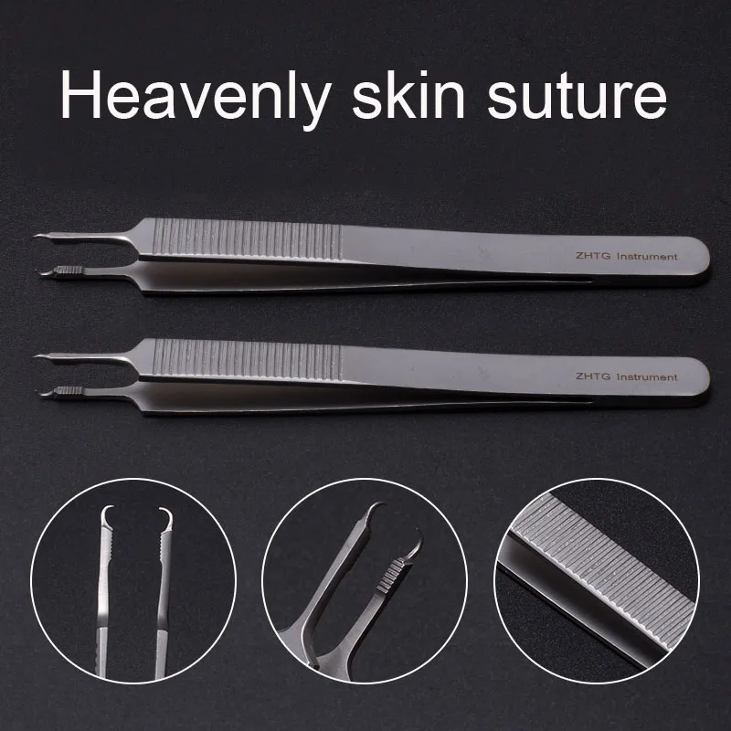 

Fine Skin Suture Tweezers 12.5cm with Hook and Sew forceps Beauty & Health Makeup Tools/Accessories Double Eyelids & Tools