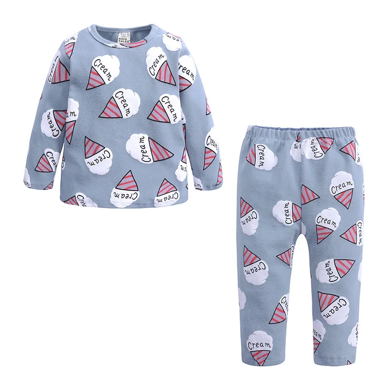

2019 s pure color cotton pajamas prue with a long sleeve shirt and trousers 2 pcs boy sets sets of children's pajamas