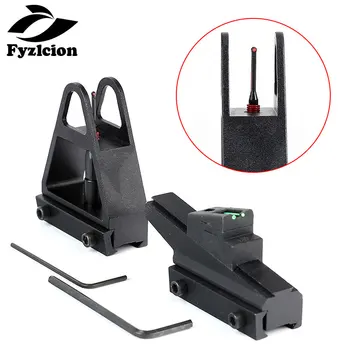 

Airgun Sight Set Adjustable Quick detachable Fiber Optic Open Front Rear Sights for Dovetail 3/8 Inch 11mm Rail Mount