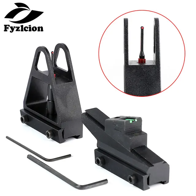 Airgun Sight Set Adjustable Quick detachable Fiber Optic Open Front