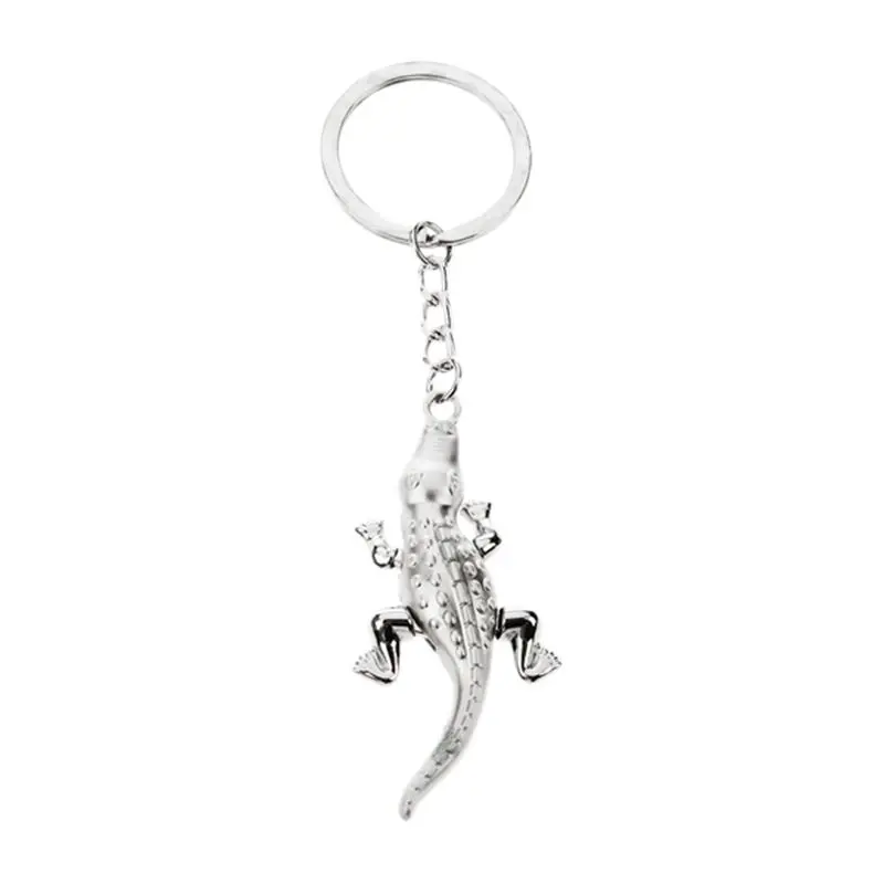 

Metal Crocodile Figurine Pendant Keychain, Silver