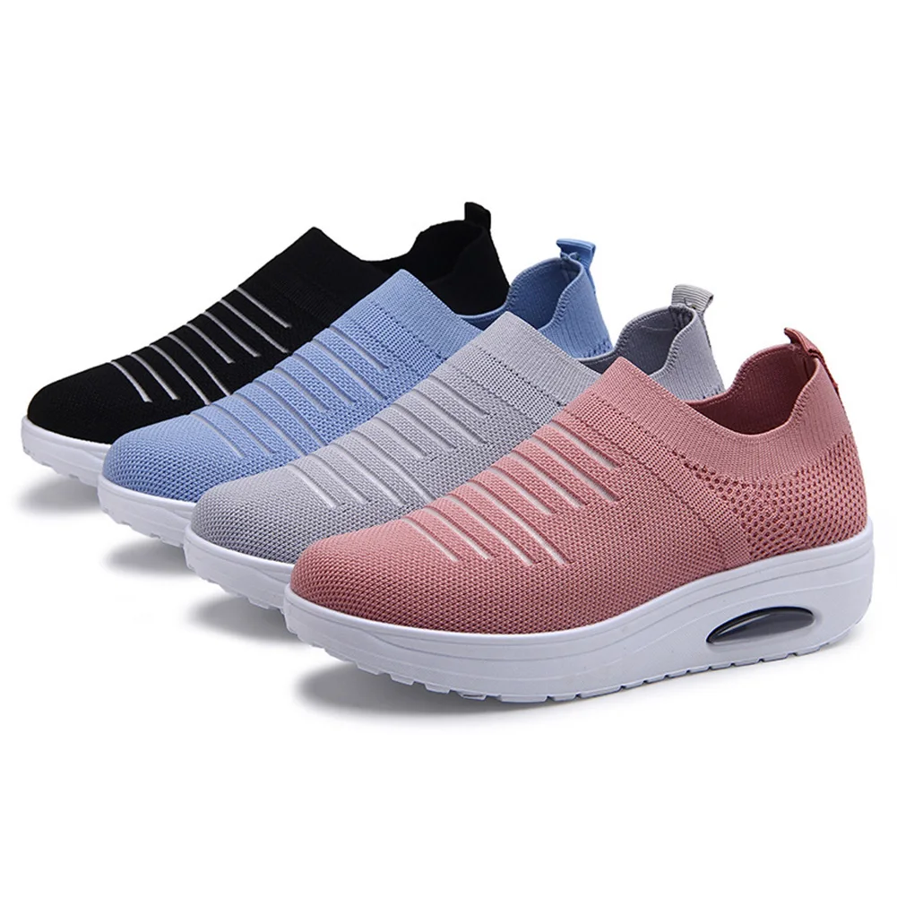 

Big Size Women Casual Knitting Sock Sneakers Stretch Flat Wedge Platform Fashion Ladies Slip On Shoes woman vulcanized shoes