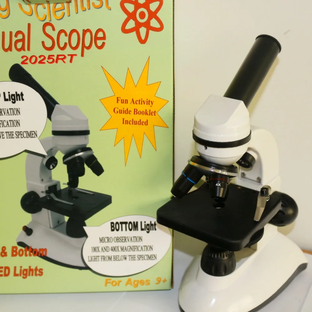 

AMDSP 40X-400X Educational Biological Microscope with Up and Bottom LED light Kit Lab Toy Kids Students Presents