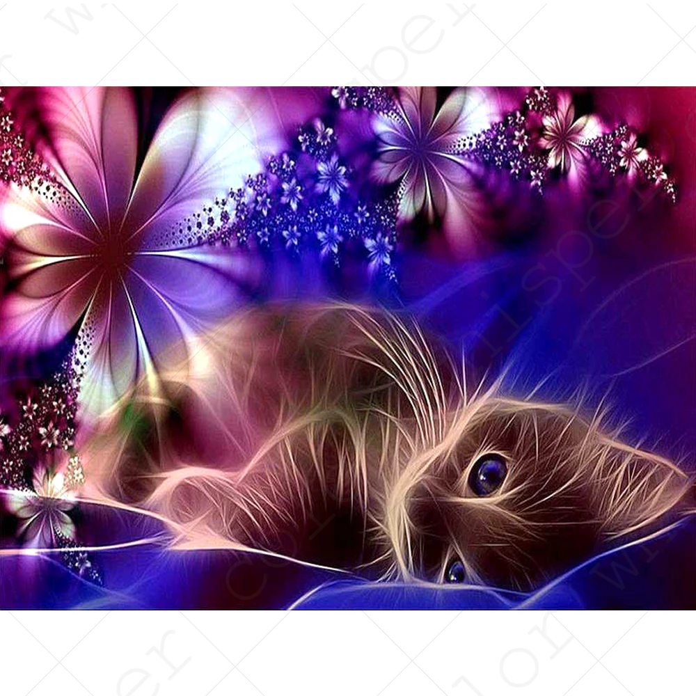 

Daimond Painting Full Square/Round "Cat Abstract Animal" Diamond Painting Mosaic Rhinestone Embroidery Painting Wall Art LE01370