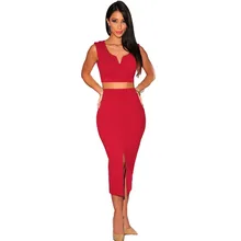 Women two pieces sexy busty bandage dress rayon party night club Dress HL1008#