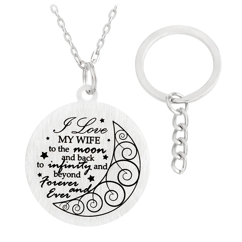 

I Love MY WIFE to the moon and back to infinity and beyond forever and ever Pendant Necklace Keychain Love Key Chains Jewelry