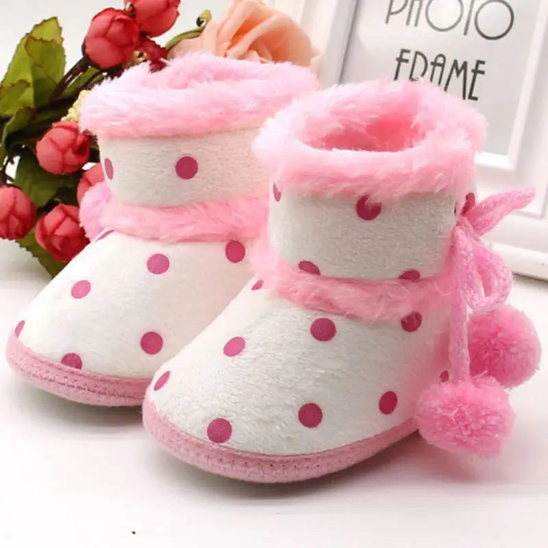 Модная одежда для детей, Детская мода обувь зимние сапоги мягкая подошва, детские мокасины для девочек; Детские теплые ботинки на нескользящей подошве; - Цвет: Розовый
