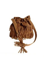 Asds vintage сумка fringe кисточкой шнурок ведро сумка сумки коричневый