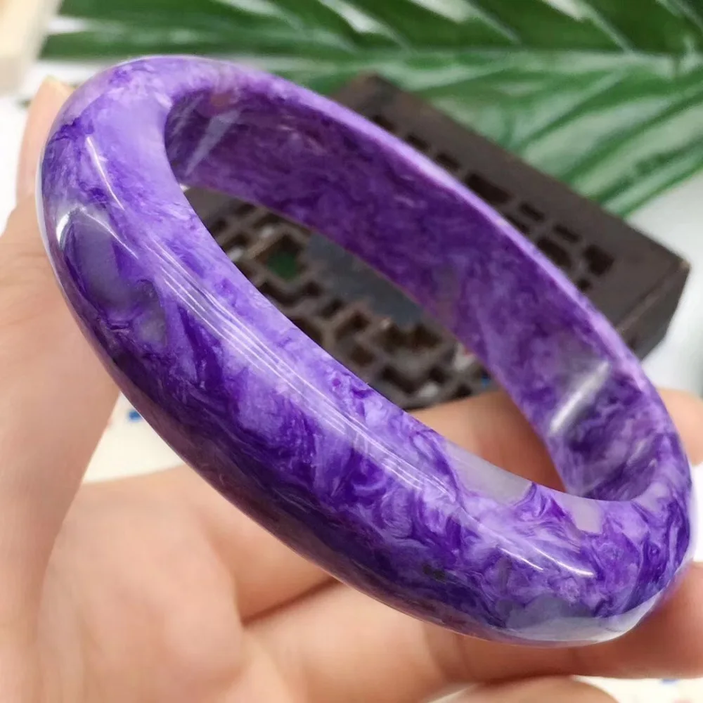 

59mm Genuine Natural Purple Charoite Bangles Gemstone Crystal 15x8.7mm Size For Women Female Gift Fashion Bangle Certificate
