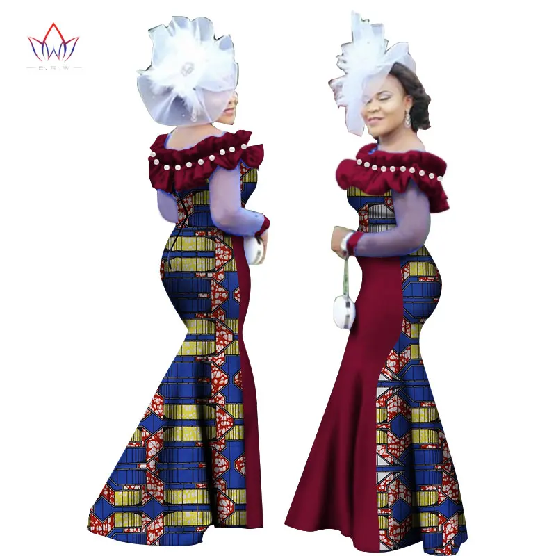 Осень стиль женское платье африканская одежда с длинным рукавом Дашики Длинные Макси платья для женщин плюс Размер 6XL WY2451