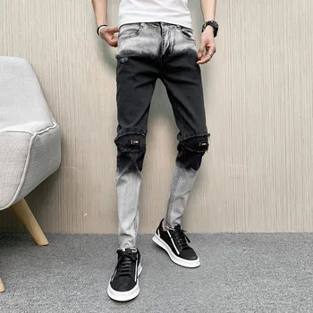 

Hot Sale Spring Mens Jeans Brand New All Match Denim Jeans Men Hip Hop Patchwork Color Casual Jeans Homme High Quality