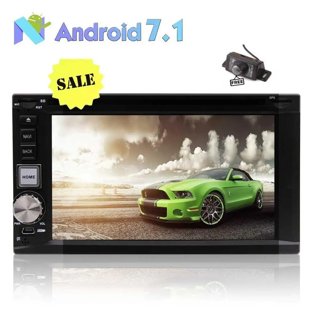 Android 7.1 Double DIN Car Stereo GPS 6.2'' Car DVD Player Headunit BT WIFI Mirror Link SWC 8 Core AM/FM/RDS Radio+Backup Camera
