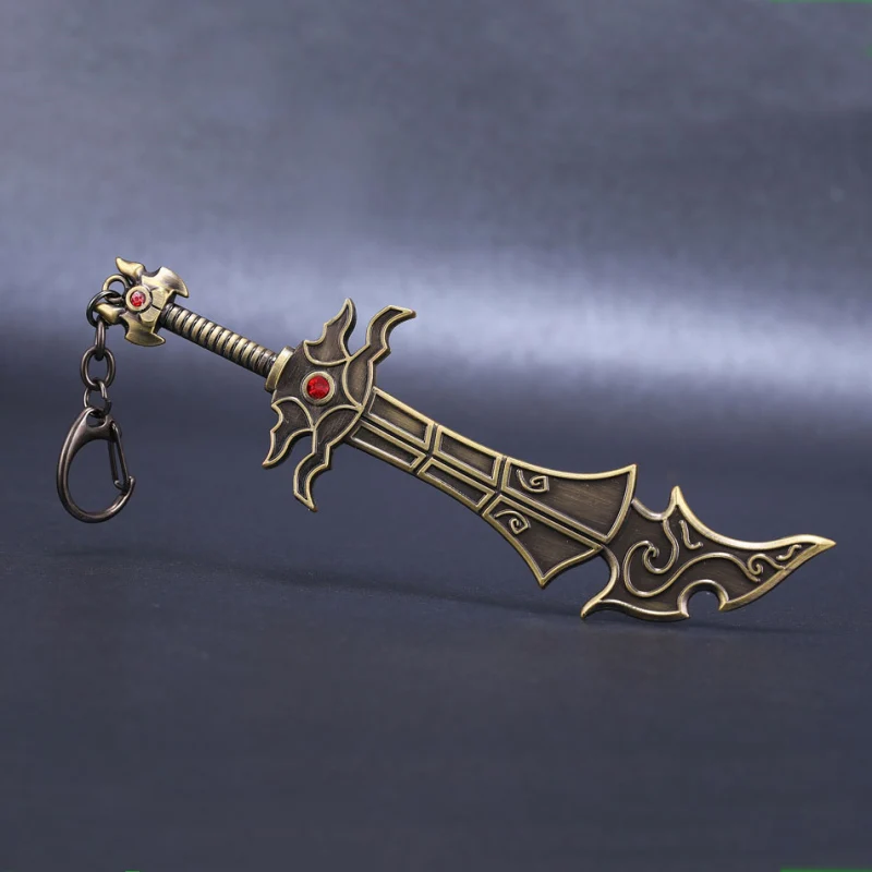

New Design 15CM 3D Game LOL Weapon Keychain Sword Brelok Role Master Yi Weapon Keyring Souvenirs Gift Knife Blade Model Llavero