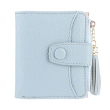 Women Clutch Coin Purse Leather Bag Purse With Photo Holder Mini Tassel Wallet Card Holder