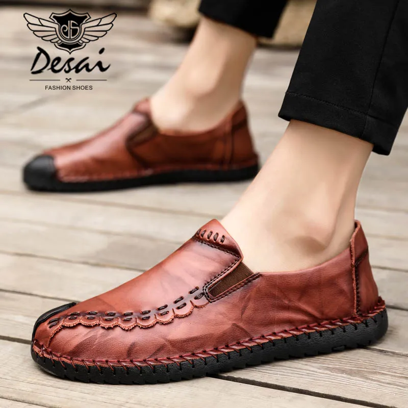 

2019 Spring New Comfortable Men Casual Shoes Loafers Men Shoes Quality Split Leather Shoes Men Flats Moccasins Shoes Plus Size