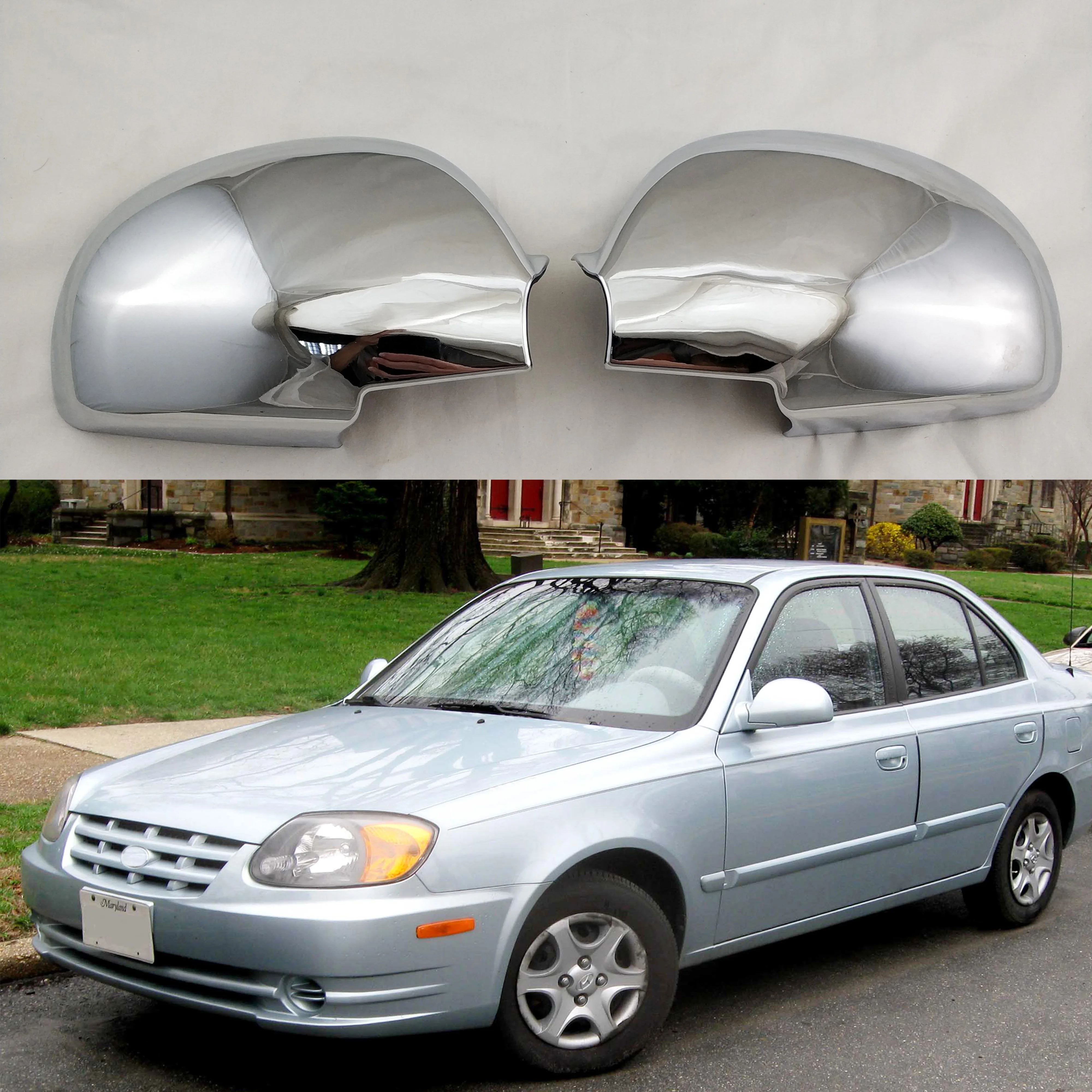 

Novel style 2PCS ABS Chrome plated For Hyundai Accent Verna Brio 1999-2005 door mirror covers Car modification
