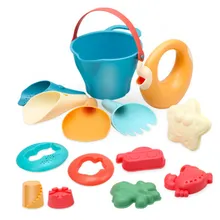 9/14Pcs Kids Outdoor toys Soft Rubber Beach Game Toys Set Shovels Rake Hourglass Bucket Animals Playset Role Play Toy Summer Hot