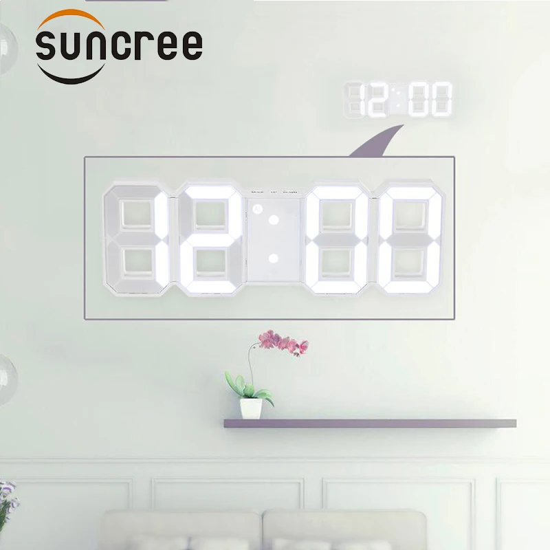 

Suncree LED Digital Alarm Clock 8888 Wall Clock Adjust Brightness Automatically in Night Snooze function