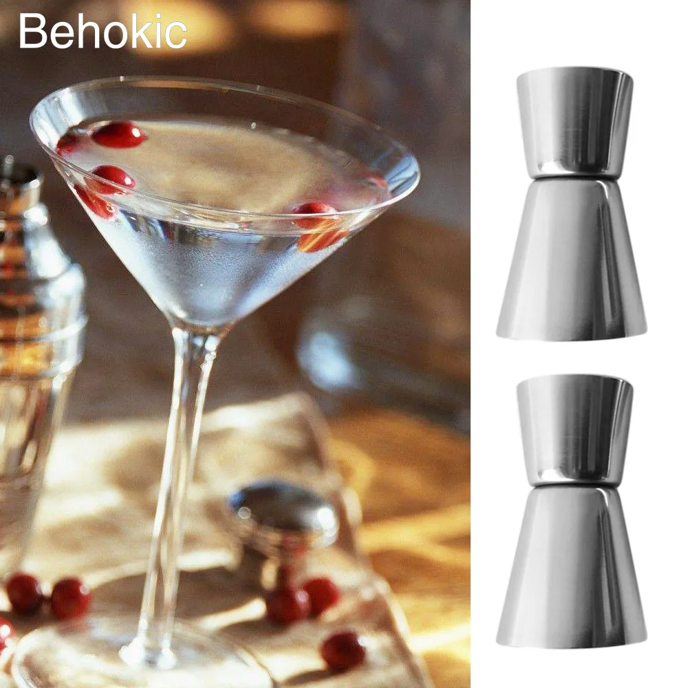 Behokic 2 PCS 15ml 30ml Stainless Steel Double sided Cocktail Bartender