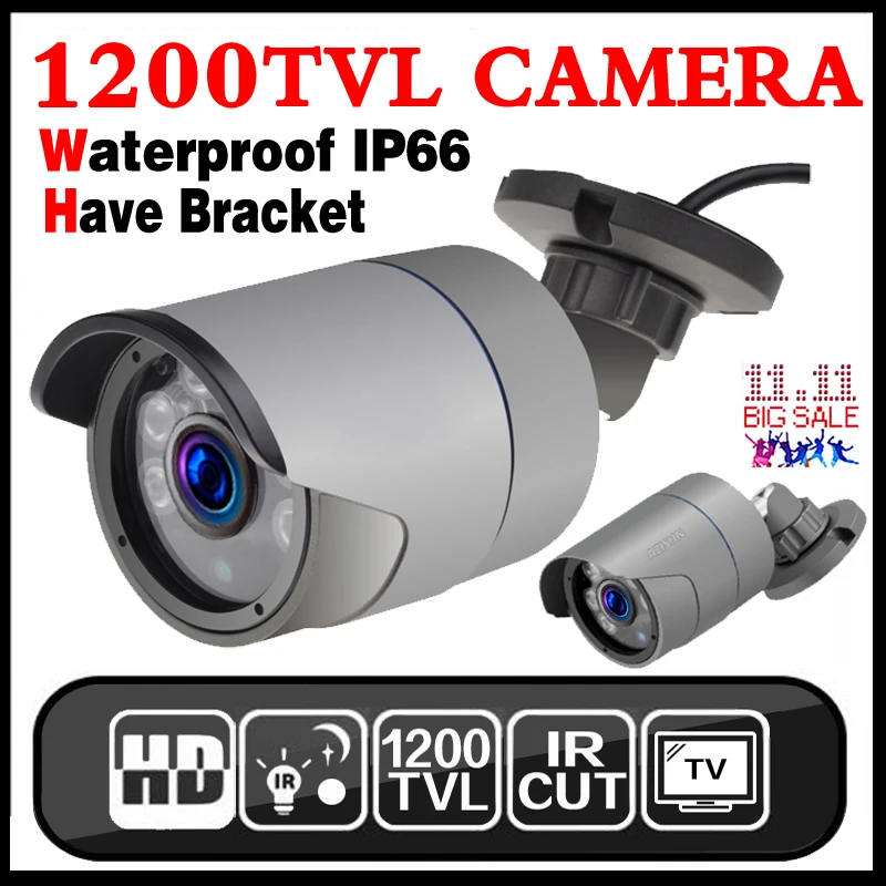 

Analog Bullet Camera HD Security Surveillance WaterProof Outdoor CMOS 1200TVL 6MM IR CCTV Normal Indoor NTSC PAL H.264 Cameras